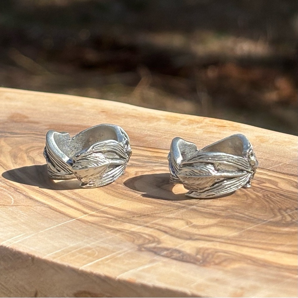 Pewter Tulip Etched Napkin Rings